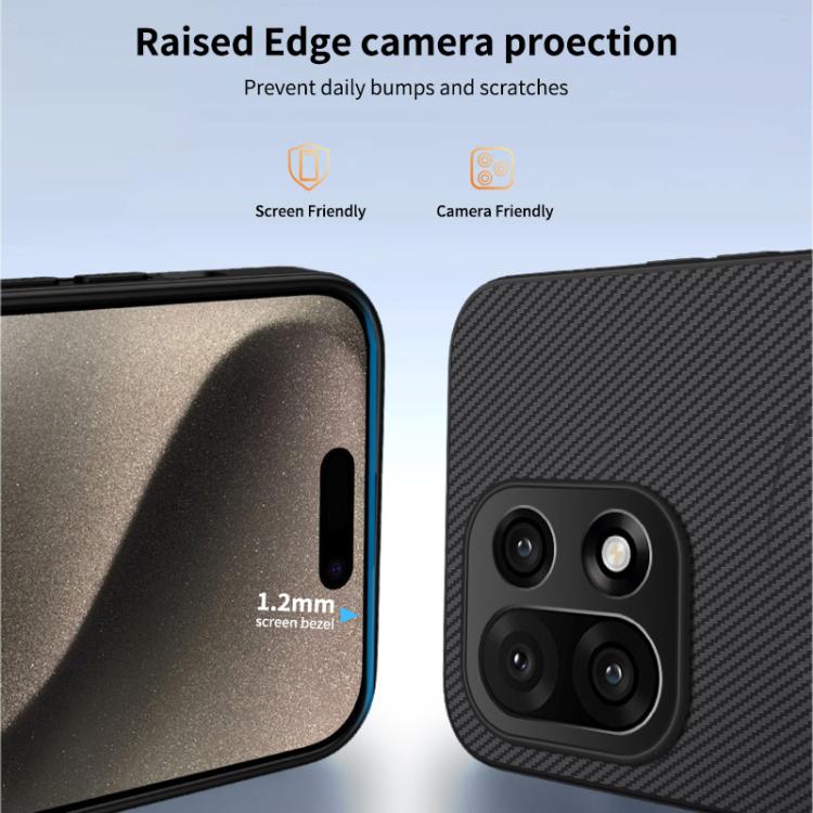 For OnePlus 15 5G WANLONFENG TQ1 Series Magnetic Carbon Fiber Texture Phone Case with 2pcs Screen Films