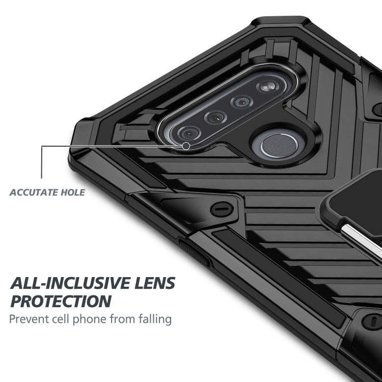 For LG K51 Cool Armor PC + TPU Shockproof Case with 360 Degree Rotation Ring Holder