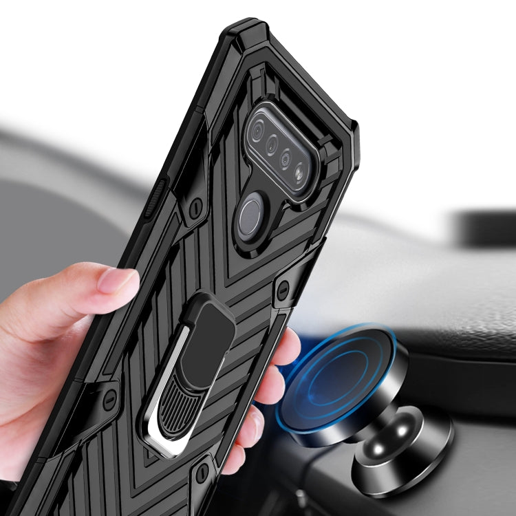 For LG K51 Cool Armor PC + TPU Shockproof Case with 360 Degree Rotation Ring Holder