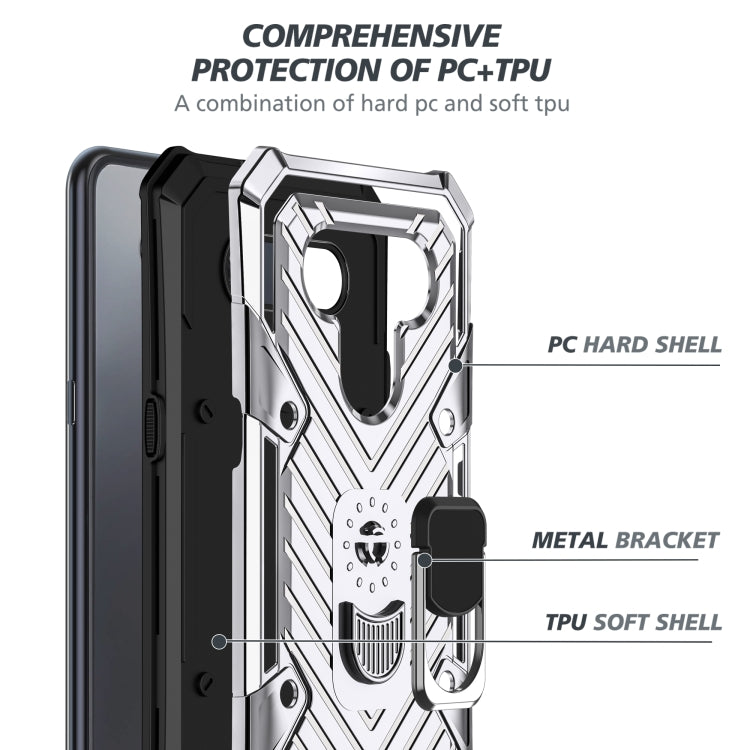 For LG K51 Cool Armor PC + TPU Shockproof Case with 360 Degree Rotation Ring Holder