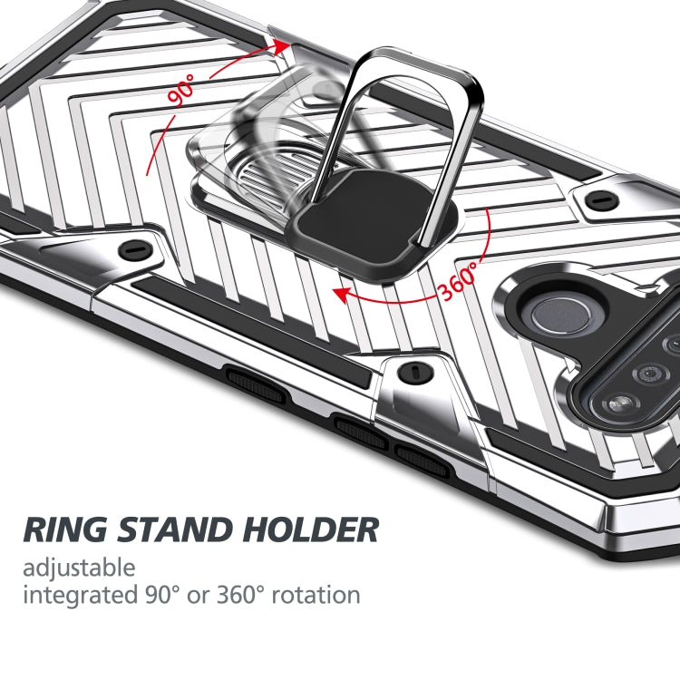 For LG K51 Cool Armor PC + TPU Shockproof Case with 360 Degree Rotation Ring Holder