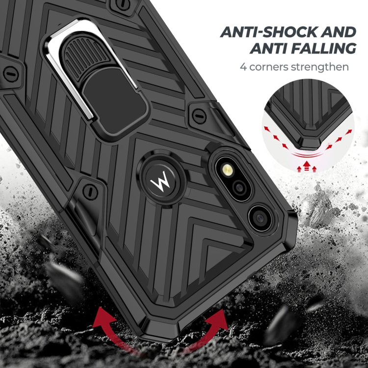 For Motorola Moto E7 / E (2020) Cool Armor PC + TPU Shockproof Case with 360 Degree Rotation Ring Holder