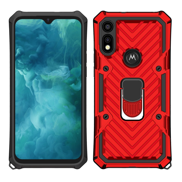 For Motorola Moto E7 / E (2020) Cool Armor PC + TPU Shockproof Case with 360 Degree Rotation Ring Holder