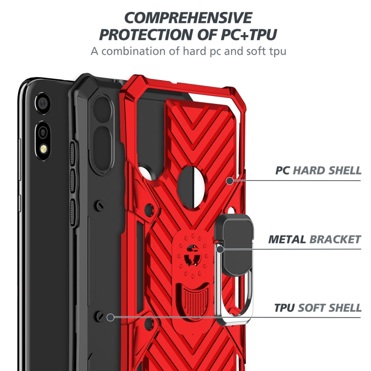 For Motorola Moto E7 / E (2020) Cool Armor PC + TPU Shockproof Case with 360 Degree Rotation Ring Holder