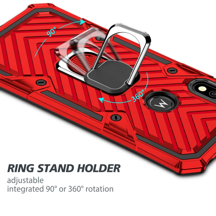 For Motorola Moto E7 / E (2020) Cool Armor PC + TPU Shockproof Case with 360 Degree Rotation Ring Holder