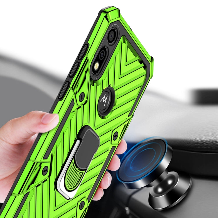 For Motorola Moto E7 / E (2020) Cool Armor PC + TPU Shockproof Case with 360 Degree Rotation Ring Holder