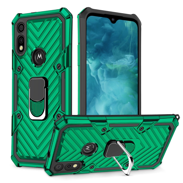 For Motorola Moto E7 / E (2020) Cool Armor PC + TPU Shockproof Case with 360 Degree Rotation Ring Holder