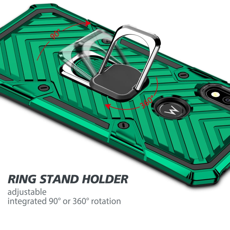 For Motorola Moto E7 / E (2020) Cool Armor PC + TPU Shockproof Case with 360 Degree Rotation Ring Holder