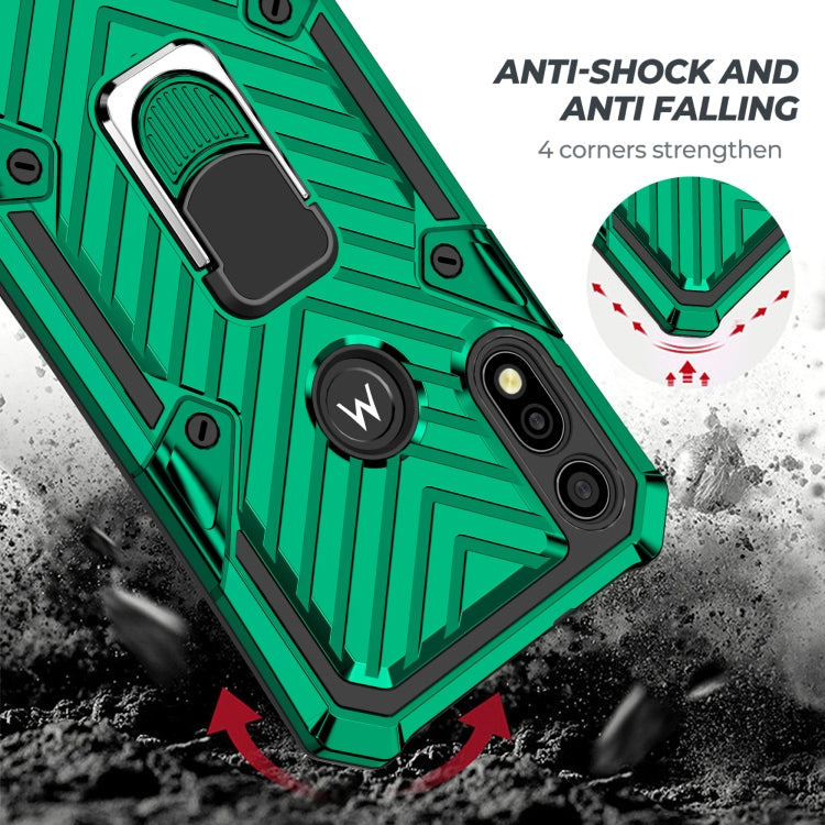 For Motorola Moto E7 / E (2020) Cool Armor PC + TPU Shockproof Case with 360 Degree Rotation Ring Holder