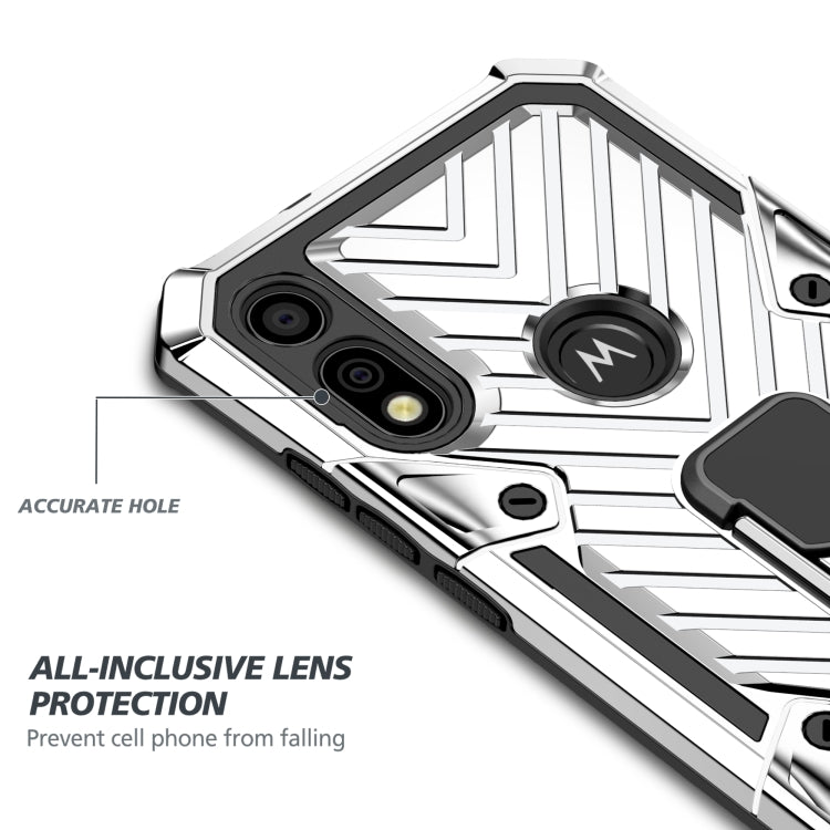 For Motorola Moto E7 / E (2020) Cool Armor PC + TPU Shockproof Case with 360 Degree Rotation Ring Holder