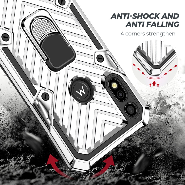 For Motorola Moto E7 / E (2020) Cool Armor PC + TPU Shockproof Case with 360 Degree Rotation Ring Holder
