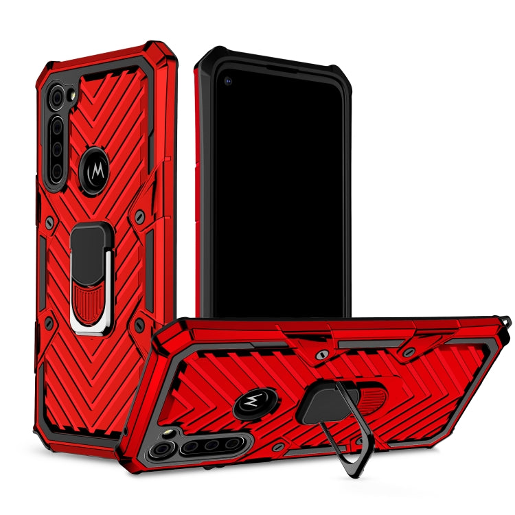 For Motorola Moto G Stylus Cool Armor PC + TPU Shockproof Case with 360 Degree Rotation Ring Holder