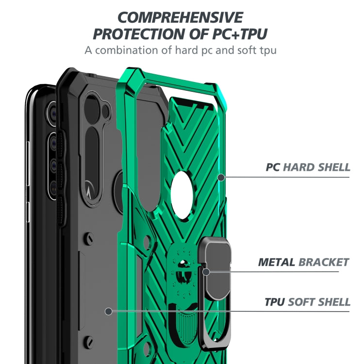 For Motorola Moto G Stylus Cool Armor PC + TPU Shockproof Case with 360 Degree Rotation Ring Holder