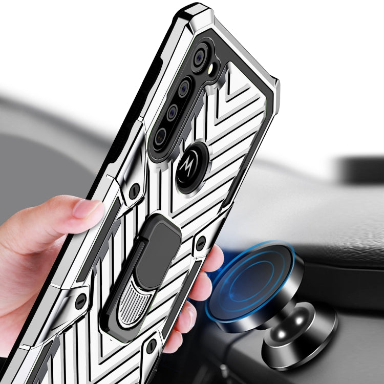 For Motorola Moto G Stylus Cool Armor PC + TPU Shockproof Case with 360 Degree Rotation Ring Holder