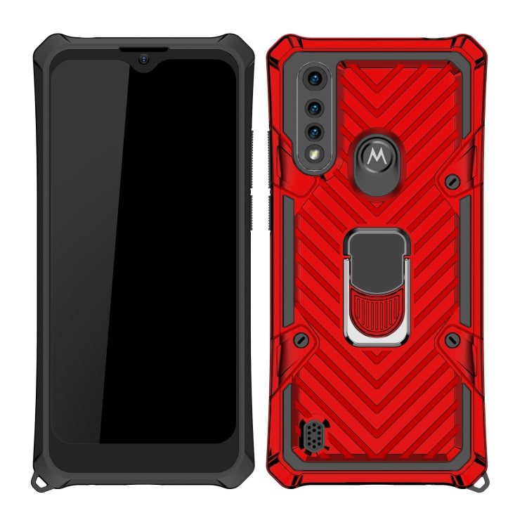 For Motorola Moto G8 Power Lite Cool Armor PC + TPU Shockproof Case with 360 Degree Rotation Ring Holder