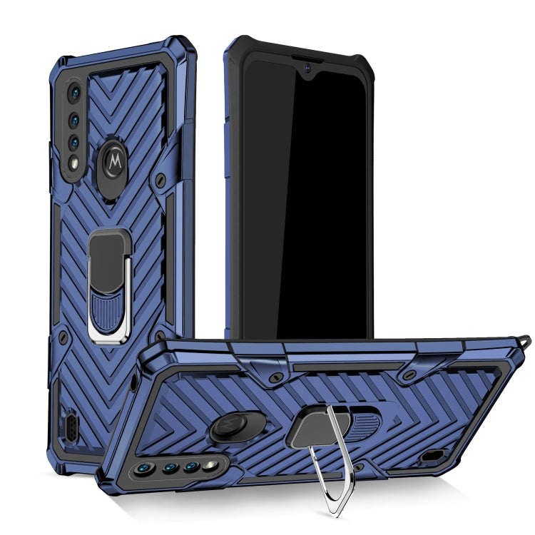 For Motorola Moto G8 Power Lite Cool Armor PC + TPU Shockproof Case with 360 Degree Rotation Ring Holder