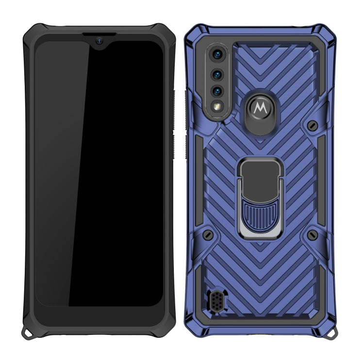 For Motorola Moto G8 Power Lite Cool Armor PC + TPU Shockproof Case with 360 Degree Rotation Ring Holder