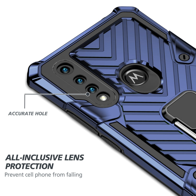 For Motorola Moto G8 Power Lite Cool Armor PC + TPU Shockproof Case with 360 Degree Rotation Ring Holder