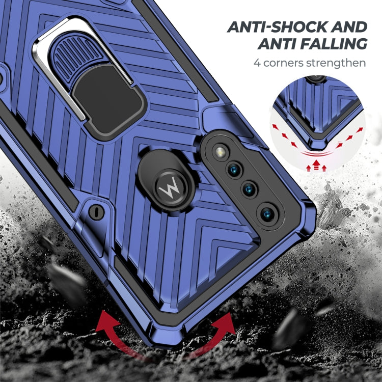 For Motorola Moto G8 Power Lite Cool Armor PC + TPU Shockproof Case with 360 Degree Rotation Ring Holder