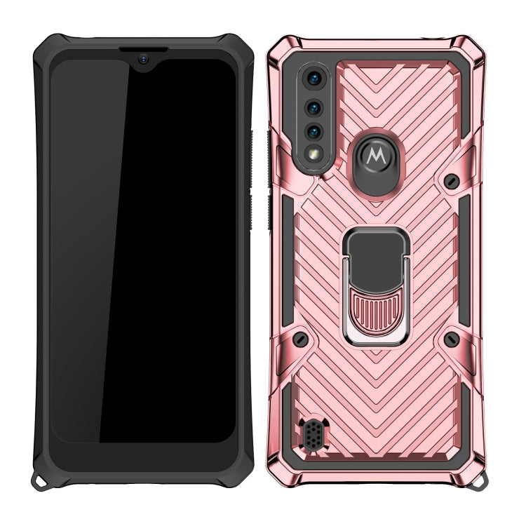 For Motorola Moto G8 Power Lite Cool Armor PC + TPU Shockproof Case with 360 Degree Rotation Ring Holder