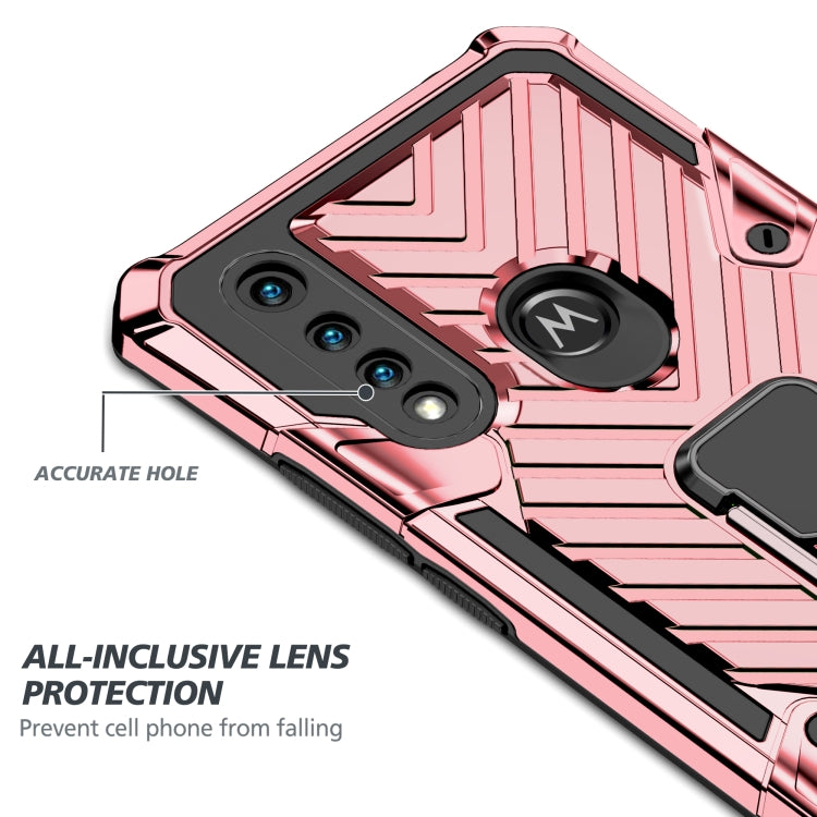 For Motorola Moto G8 Power Lite Cool Armor PC + TPU Shockproof Case with 360 Degree Rotation Ring Holder