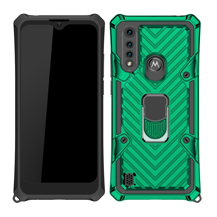 For Motorola Moto G8 Power Lite Cool Armor PC + TPU Shockproof Case with 360 Degree Rotation Ring Holder