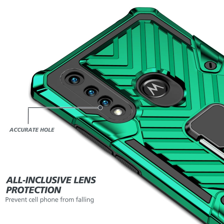 For Motorola Moto G8 Power Lite Cool Armor PC + TPU Shockproof Case with 360 Degree Rotation Ring Holder