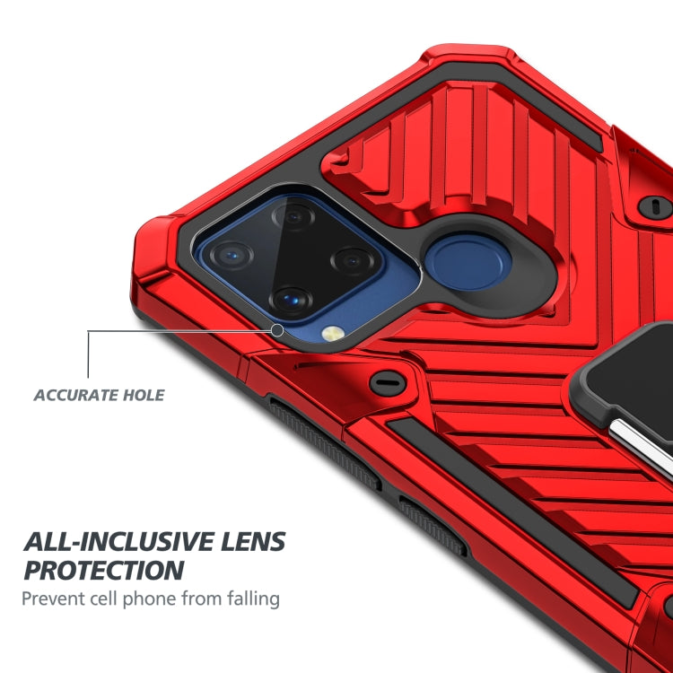 For OPPO Realme C15 Cool Armor PC + TPU Shockproof Case with 360 Degree Rotation Ring Holder