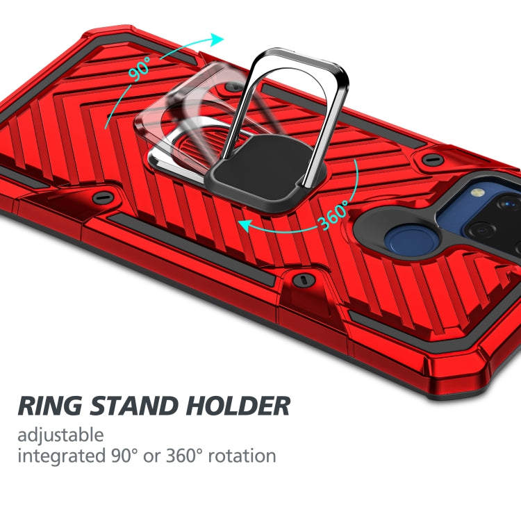 For OPPO Realme C15 Cool Armor PC + TPU Shockproof Case with 360 Degree Rotation Ring Holder