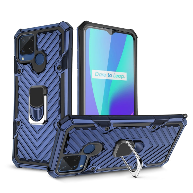 For OPPO Realme C15 Cool Armor PC + TPU Shockproof Case with 360 Degree Rotation Ring Holder