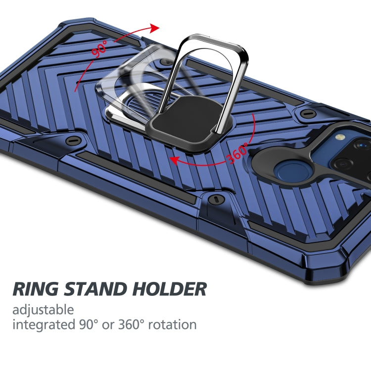 For OPPO Realme C15 Cool Armor PC + TPU Shockproof Case with 360 Degree Rotation Ring Holder