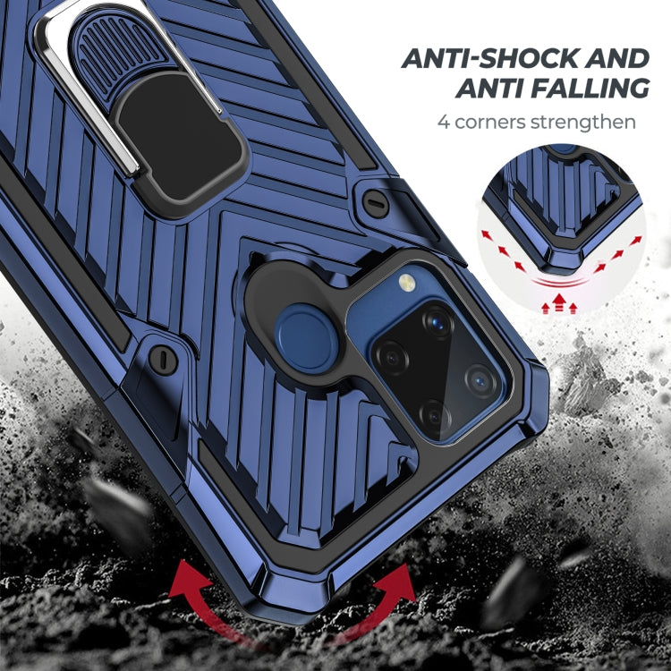 For OPPO Realme C15 Cool Armor PC + TPU Shockproof Case with 360 Degree Rotation Ring Holder