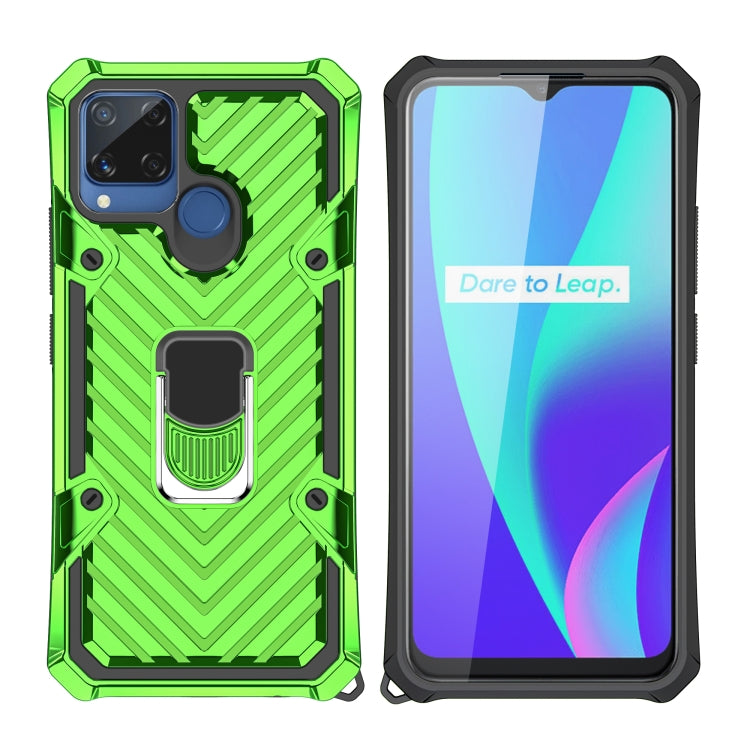 For OPPO Realme C15 Cool Armor PC + TPU Shockproof Case with 360 Degree Rotation Ring Holder