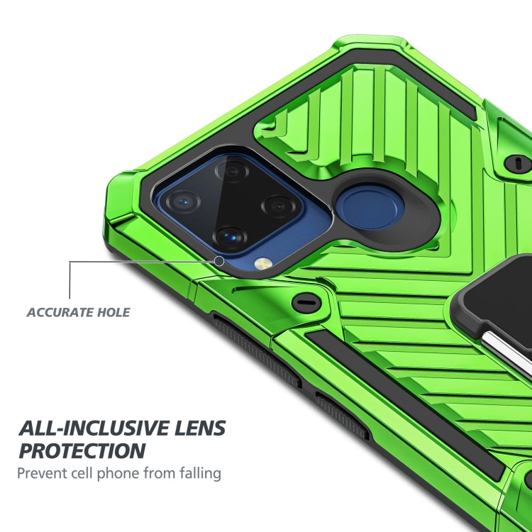 For OPPO Realme C15 Cool Armor PC + TPU Shockproof Case with 360 Degree Rotation Ring Holder