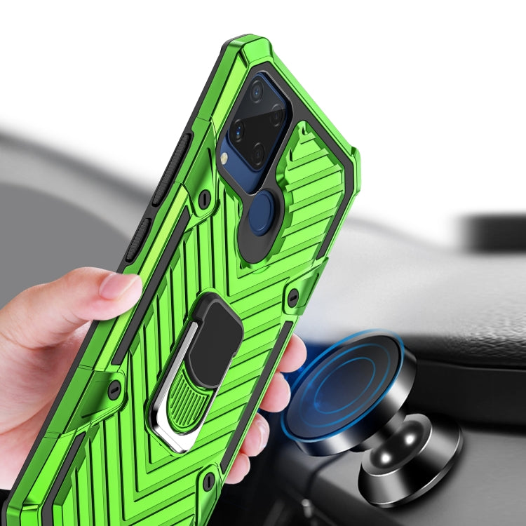 For OPPO Realme C15 Cool Armor PC + TPU Shockproof Case with 360 Degree Rotation Ring Holder