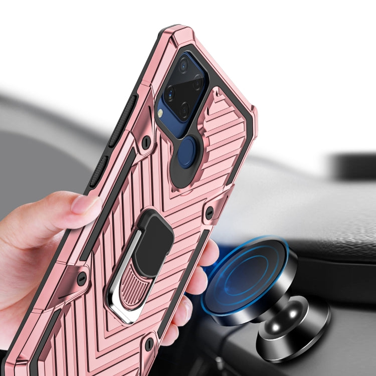 For OPPO Realme C15 Cool Armor PC + TPU Shockproof Case with 360 Degree Rotation Ring Holder