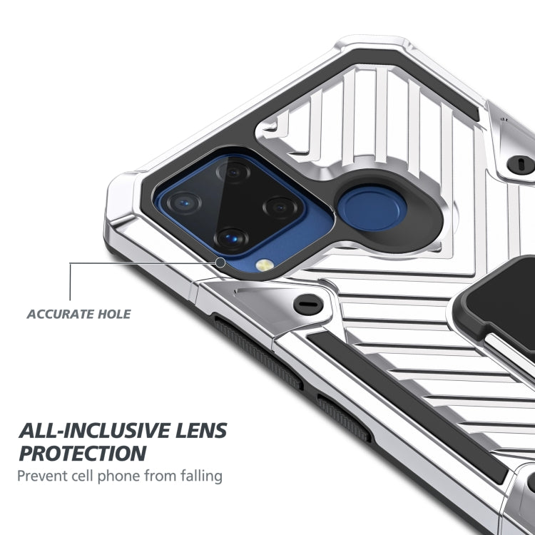 For OPPO Realme C15 Cool Armor PC + TPU Shockproof Case with 360 Degree Rotation Ring Holder