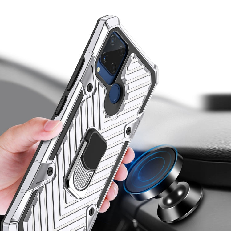 For OPPO Realme C15 Cool Armor PC + TPU Shockproof Case with 360 Degree Rotation Ring Holder