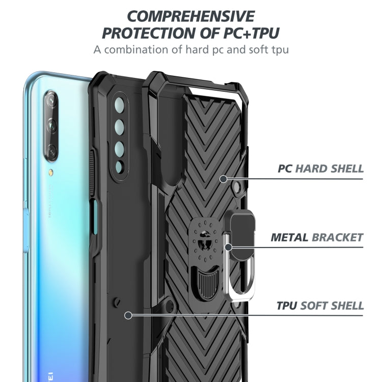 For Huawei Y9s Cool Armor PC + TPU Shockproof Case with 360 Degree Rotation Ring Holder