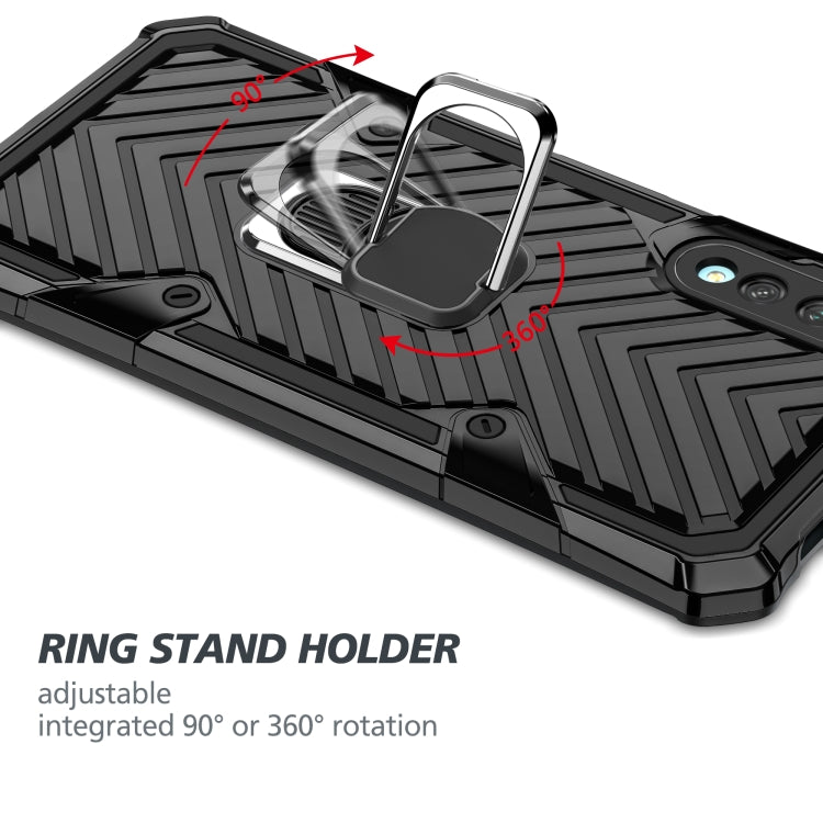 For Huawei Y9s Cool Armor PC + TPU Shockproof Case with 360 Degree Rotation Ring Holder