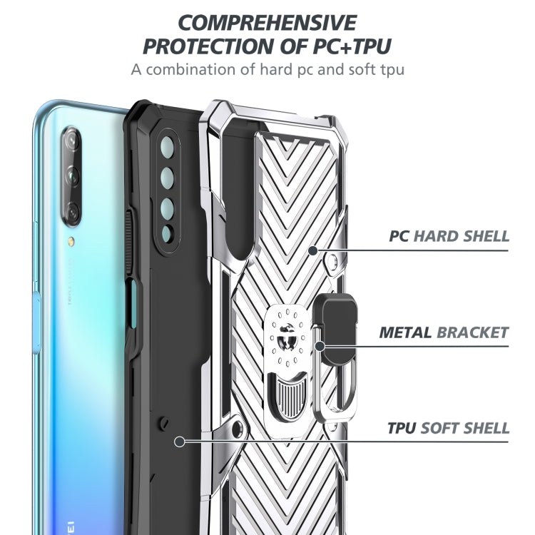 For Huawei Y9s Cool Armor PC + TPU Shockproof Case with 360 Degree Rotation Ring Holder