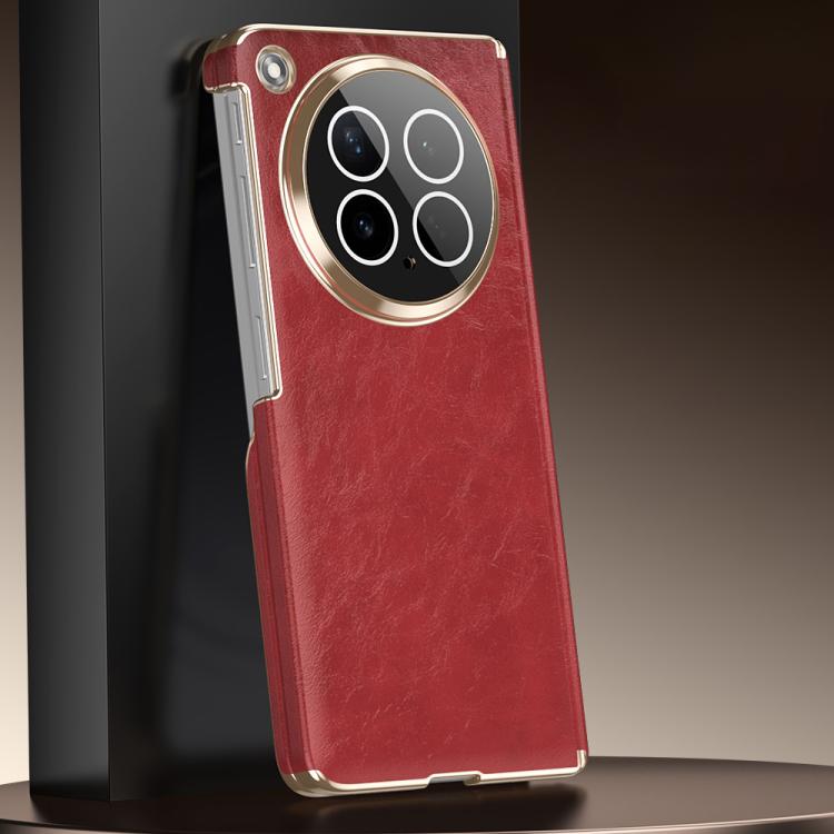 For OPPO Find N6 Foldable Magnetic Oil-Wax Texture Vegan Leather Phone Case
