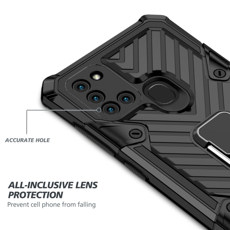 For Samsung Galaxy A21s Cool Armor PC + TPU Shockproof Case with 360 Degree Rotation Ring Holder