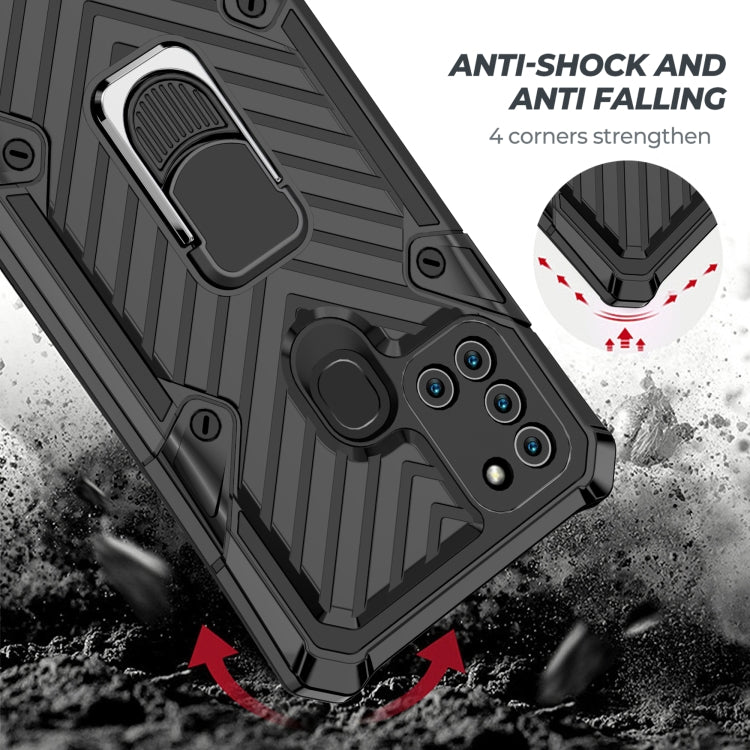For Samsung Galaxy A21s Cool Armor PC + TPU Shockproof Case with 360 Degree Rotation Ring Holder