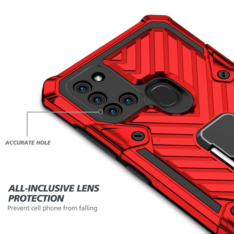 For Samsung Galaxy A21s Cool Armor PC + TPU Shockproof Case with 360 Degree Rotation Ring Holder