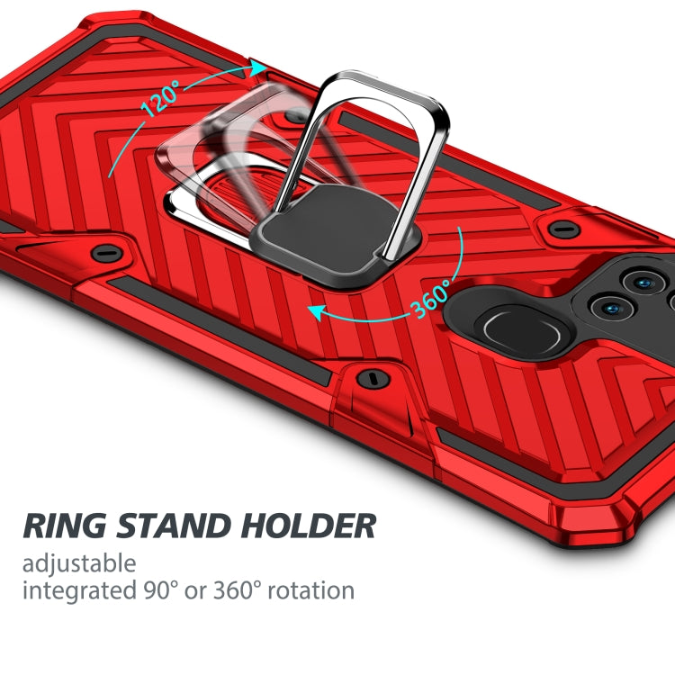 For Samsung Galaxy A21s Cool Armor PC + TPU Shockproof Case with 360 Degree Rotation Ring Holder