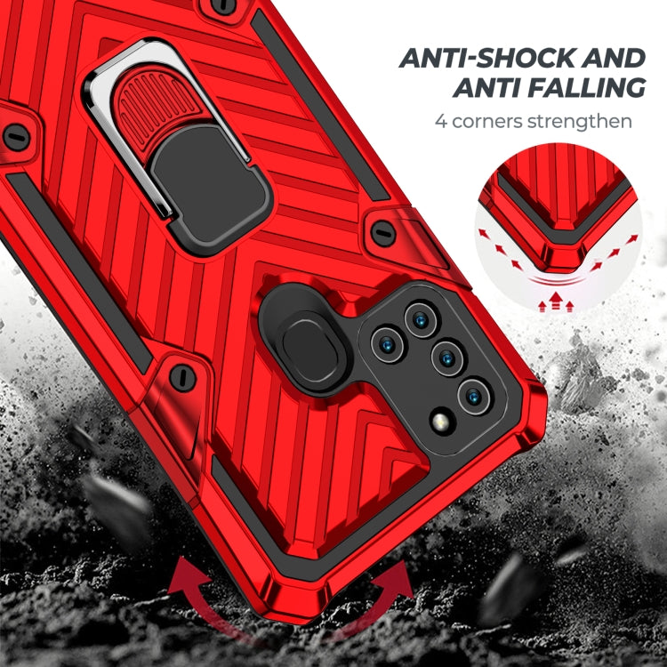 For Samsung Galaxy A21s Cool Armor PC + TPU Shockproof Case with 360 Degree Rotation Ring Holder