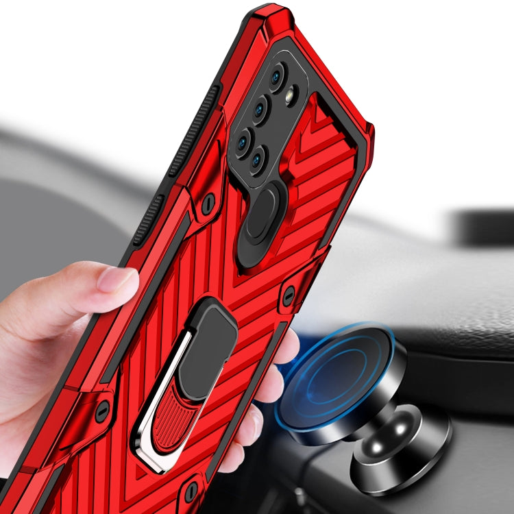 For Samsung Galaxy A21s Cool Armor PC + TPU Shockproof Case with 360 Degree Rotation Ring Holder