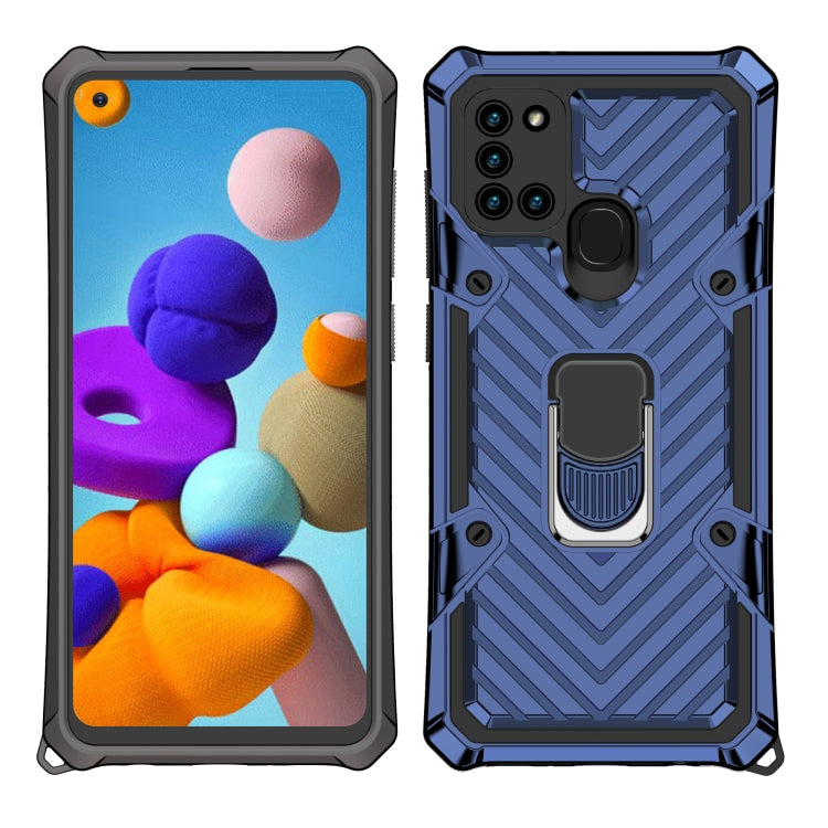 For Samsung Galaxy A21s Cool Armor PC + TPU Shockproof Case with 360 Degree Rotation Ring Holder