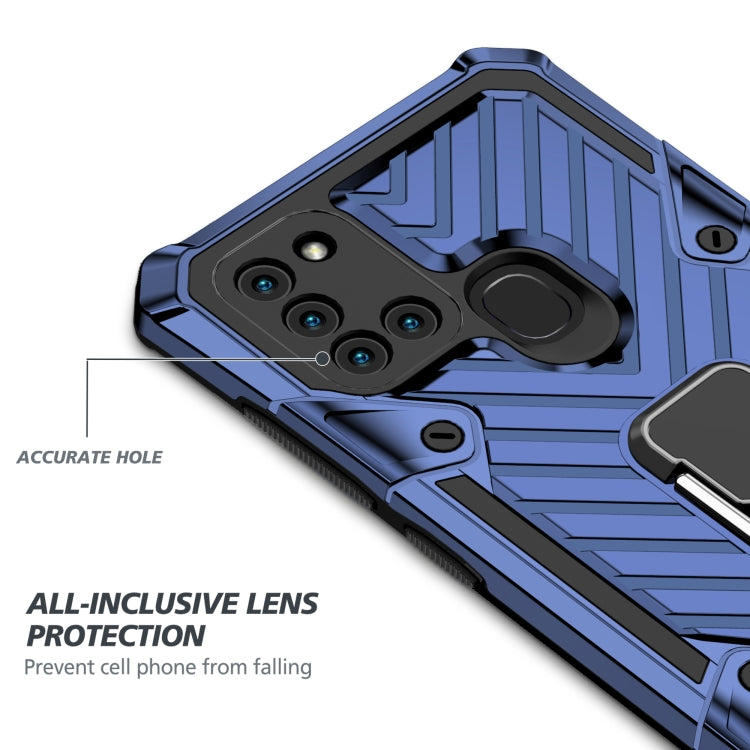 For Samsung Galaxy A21s Cool Armor PC + TPU Shockproof Case with 360 Degree Rotation Ring Holder